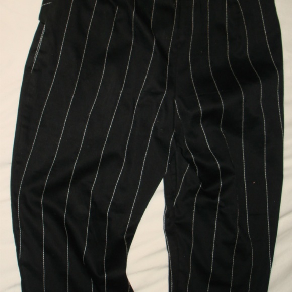 Cache Pin Stripe Low Riser Flared Leg Dressy Casual Vintage Pants Black White - Picture 11 of 12
